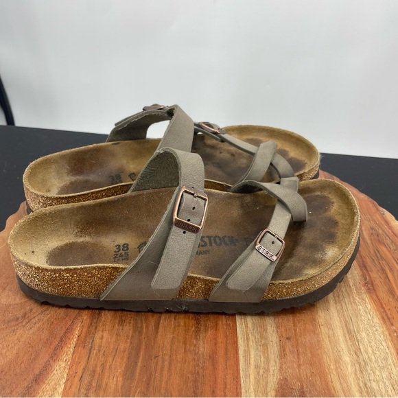 Birkenstock Mayari taupe birko-flor toe loop strappy slide sandals sz 38 US 7 - Picture 6 of 7